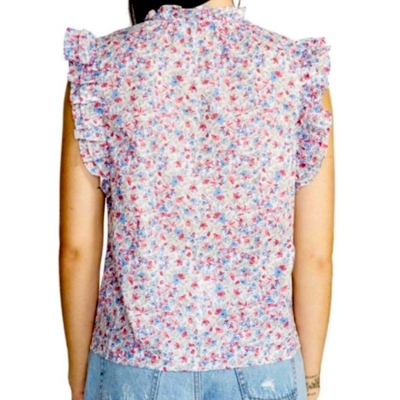 BB Dakota Size Medium Ditzy floral print ruffled top cotton blouse NWT - Picture 4 of 6